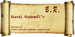 Bundi Radomér névjegykártya